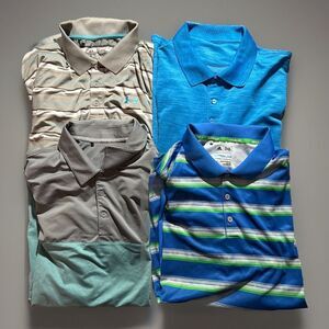 4Golf Shirts XL Under Armour,2-Adidas Climacool &1 Blue - Polo’s w/Green Stripe